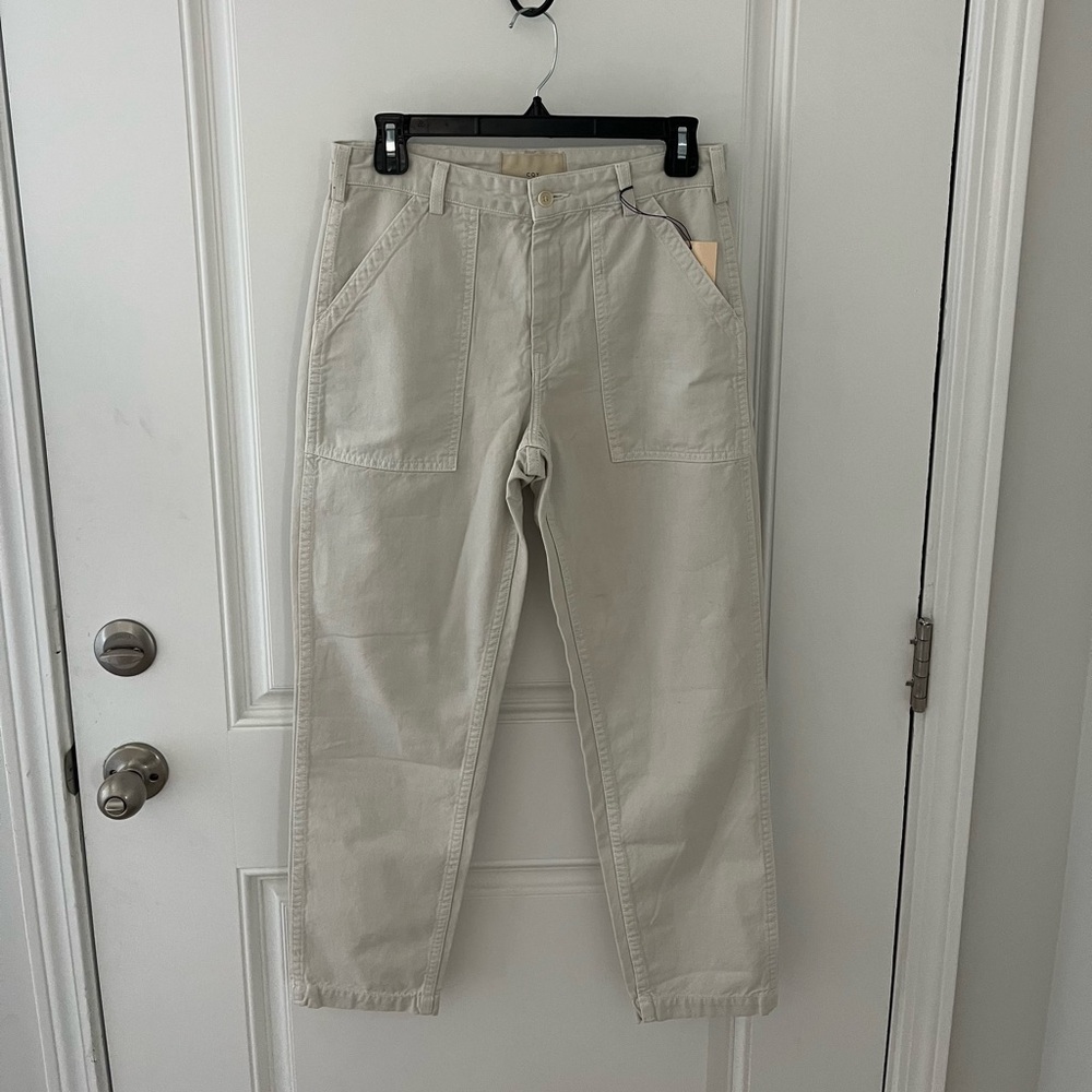 CQY The Officer Pant Cream - High waisted utility style straight leg pants